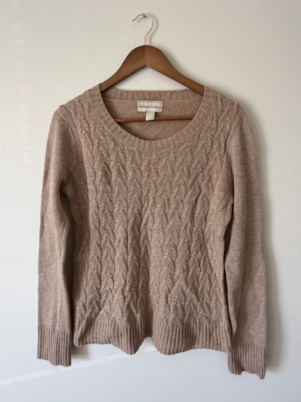 Banana Republic Women’s Italian Fabric Wool Cashmere Blend Beige Tan Sweater M